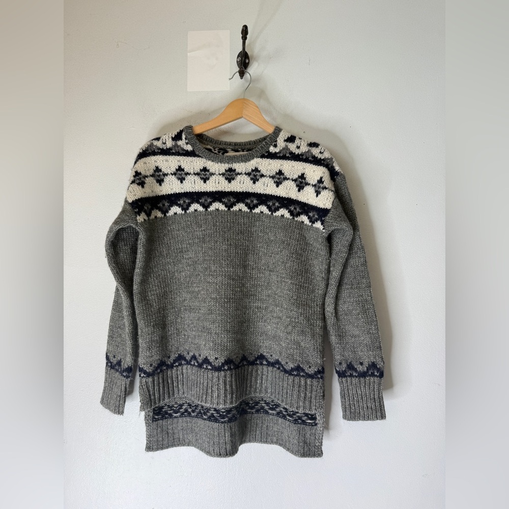 Ann Taylor Loft Womens Fair Isle Sweater Size SP Grey Wool Nylon Mohair Blend